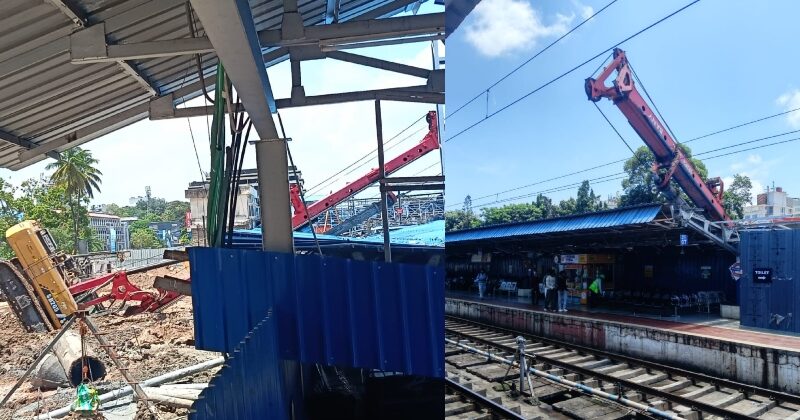 തിരുവനന്തപുരത്ത് റെയിൽവേ ട്രാക്കിലേക്ക് ക്രെയിൻ മറിഞ്ഞു. ഒഴിവായത് വൻ ദുരന്തം